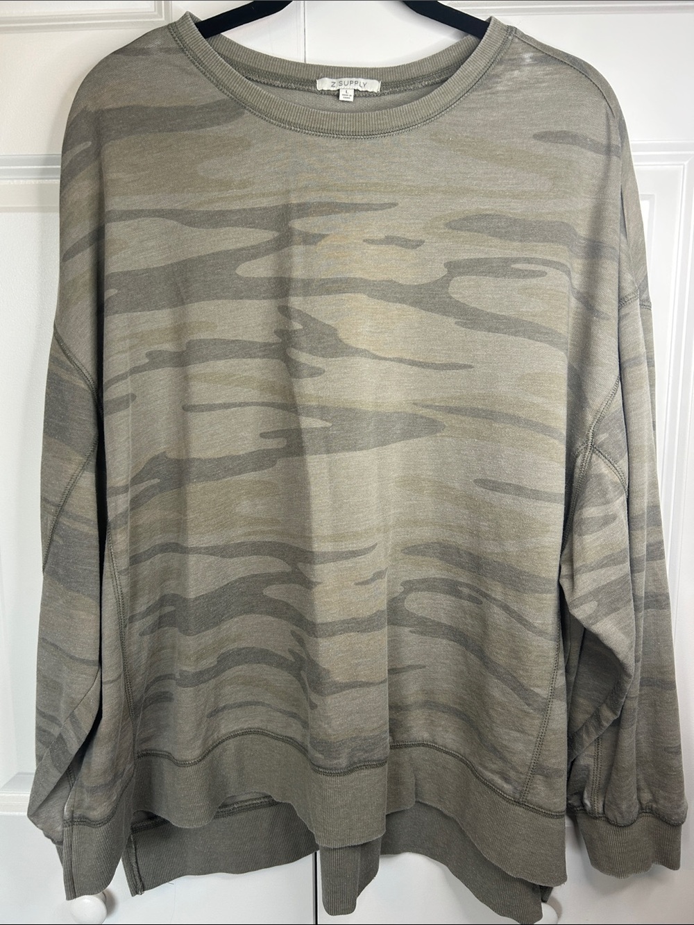 Z Supply Olive Camo Crewneck Sweatshirt